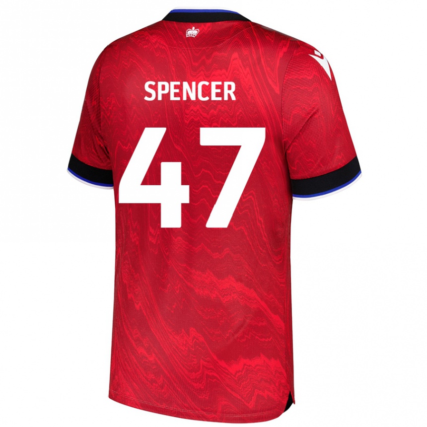 Niño Fútbol Camiseta Shay Spencer #47 Rojo Negro 2ª Equipación 2024/25 México