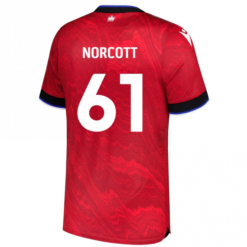 Niño Fútbol Camiseta Tom Norcott #61 Rojo Negro 2ª Equipación 2024/25 México