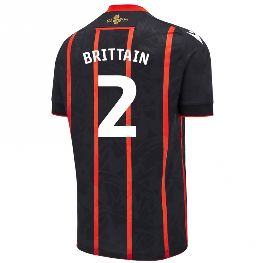 Niño Fútbol Camiseta Callum Brittain #2 Negro Rojo 2ª Equipación 2024/25 México