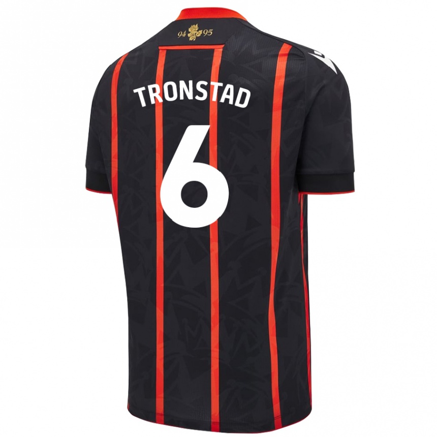 Niño Fútbol Camiseta Sondre Tronstad #6 Negro Rojo 2ª Equipación 2024/25 México