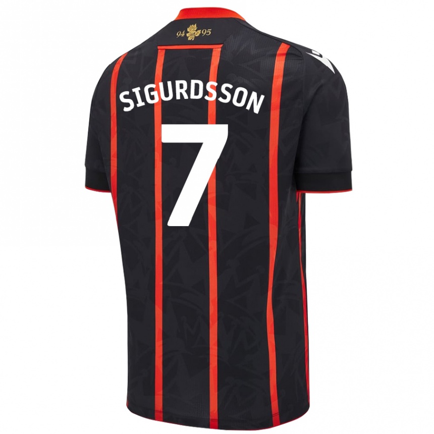 Niño Fútbol Camiseta Arnór Sigurdsson #7 Negro Rojo 2ª Equipación 2024/25 México