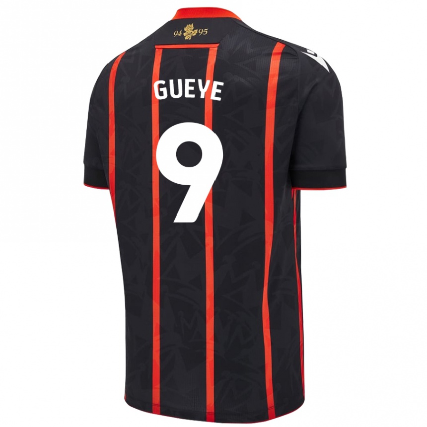 Niño Fútbol Camiseta Makhtar Gueye #9 Negro Rojo 2ª Equipación 2024/25 México