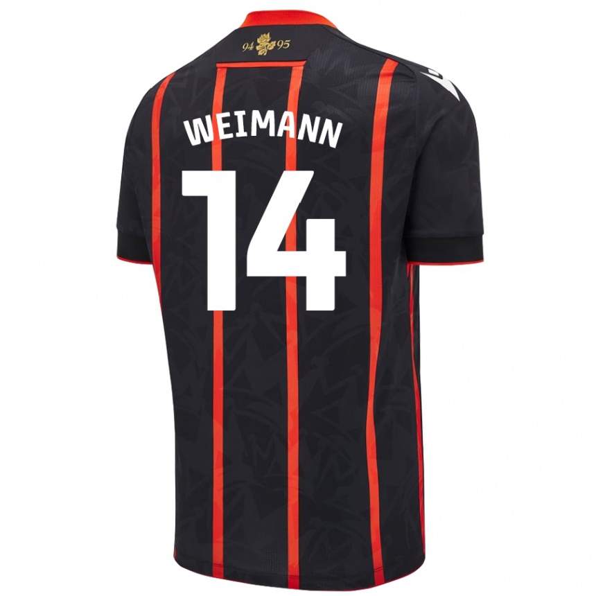 Niño Fútbol Camiseta Andreas Weimann #14 Negro Rojo 2ª Equipación 2024/25 México