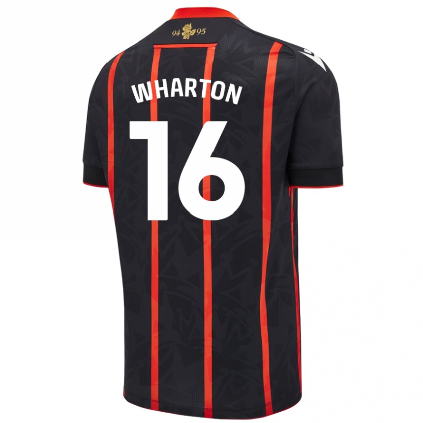 Niño Fútbol Camiseta Scott Wharton #16 Negro Rojo 2ª Equipación 2024/25 México