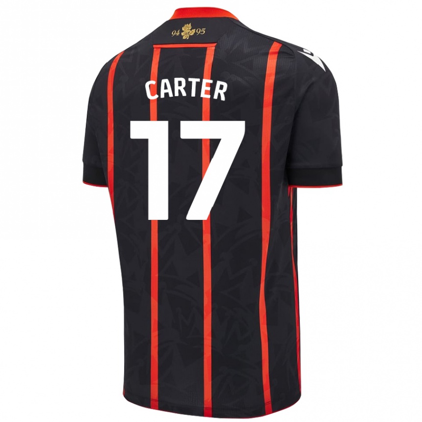 Niño Fútbol Camiseta Hayden Carter #17 Negro Rojo 2ª Equipación 2024/25 México