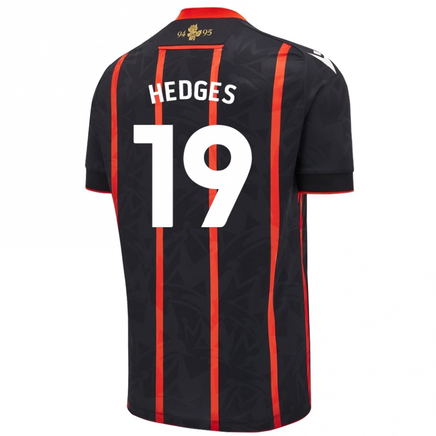 Niño Fútbol Camiseta Ryan Hedges #19 Negro Rojo 2ª Equipación 2024/25 México