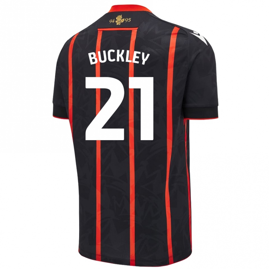 Niño Fútbol Camiseta John Buckley #21 Negro Rojo 2ª Equipación 2024/25 México