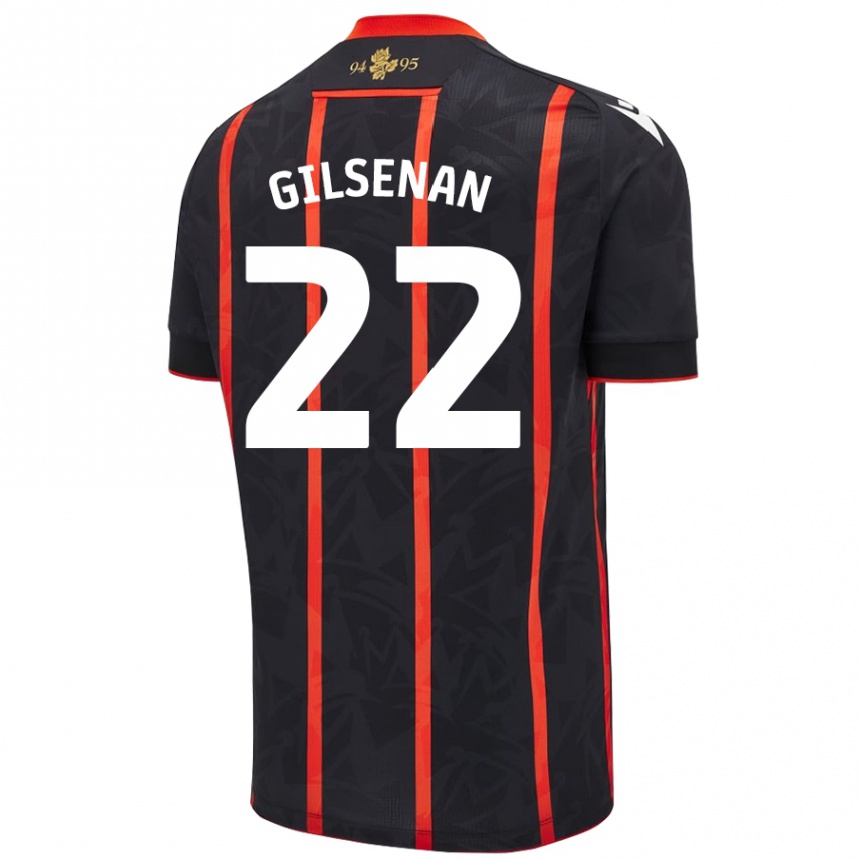 Niño Fútbol Camiseta Zak Gilsenan #22 Negro Rojo 2ª Equipación 2024/25 México