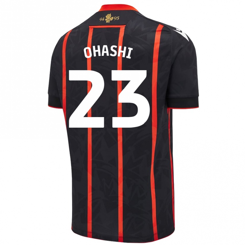 Niño Fútbol Camiseta Yuki Ohashi #23 Negro Rojo 2ª Equipación 2024/25 México