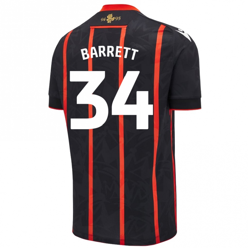 Niño Fútbol Camiseta Jack Barrett #34 Negro Rojo 2ª Equipación 2024/25 México