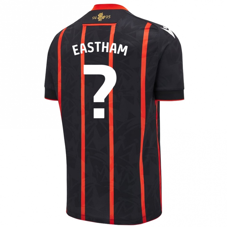 Niño Fútbol Camiseta Jordan Eastham #0 Negro Rojo 2ª Equipación 2024/25 México