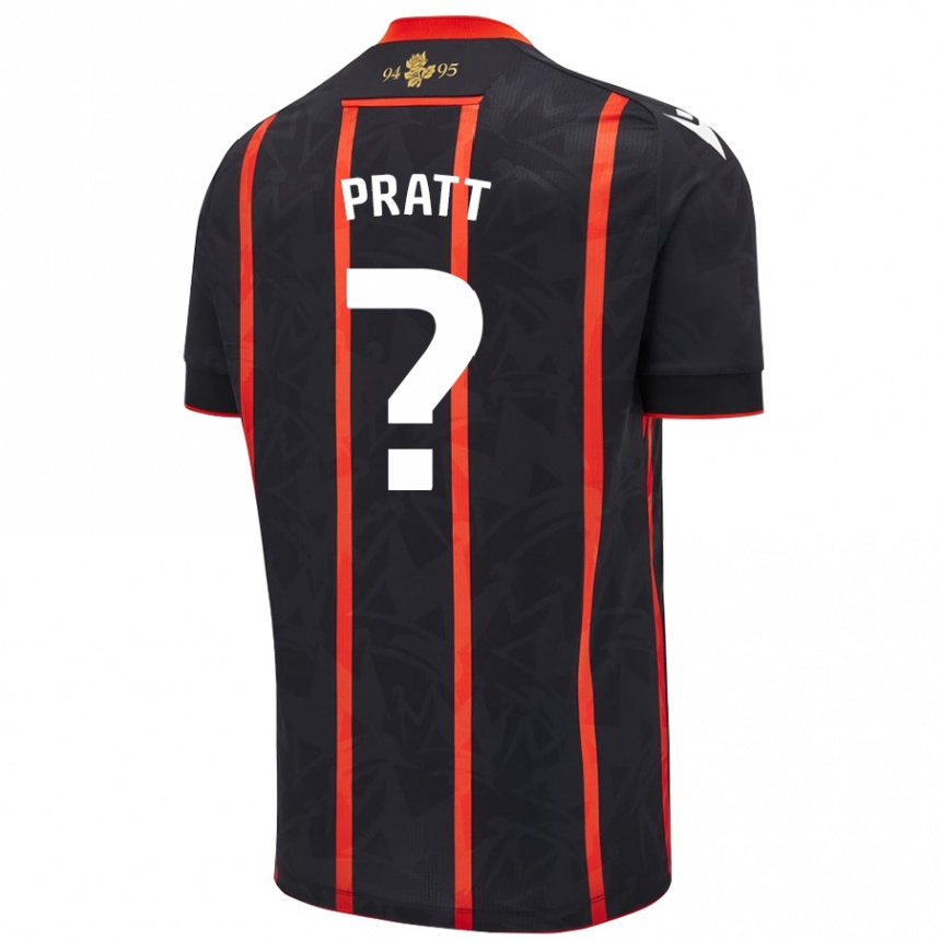 Niño Fútbol Camiseta George Pratt #0 Negro Rojo 2ª Equipación 2024/25 México