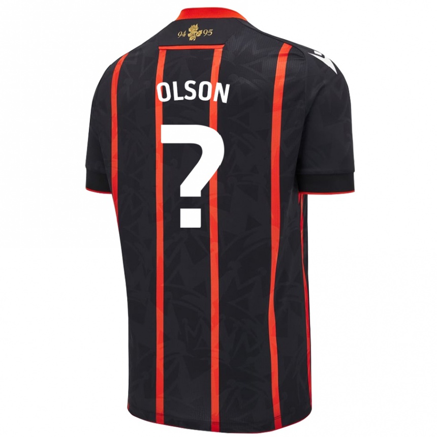 Niño Fútbol Camiseta Charlie Olson #0 Negro Rojo 2ª Equipación 2024/25 México