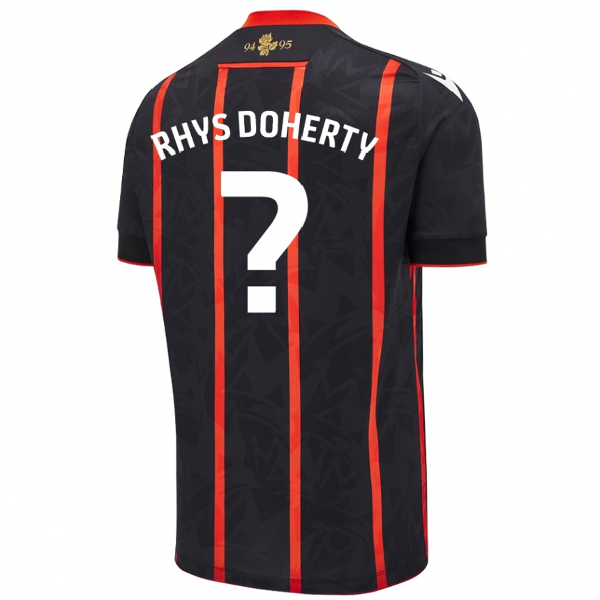 Niño Fútbol Camiseta Rhys Doherty #0 Negro Rojo 2ª Equipación 2024/25 México