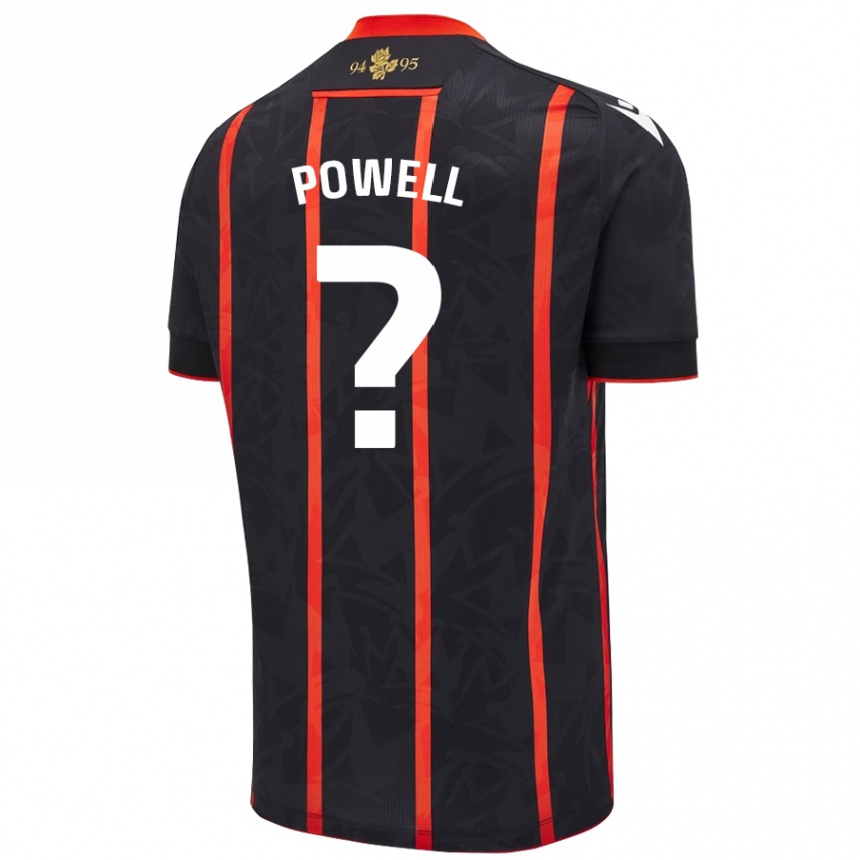 Niño Fútbol Camiseta Brandon Powell #0 Negro Rojo 2ª Equipación 2024/25 México