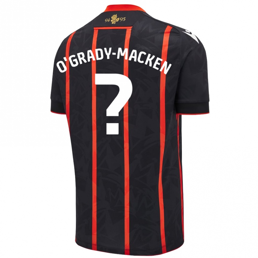 Niño Fútbol Camiseta Harley O'grady-Macken #0 Negro Rojo 2ª Equipación 2024/25 México