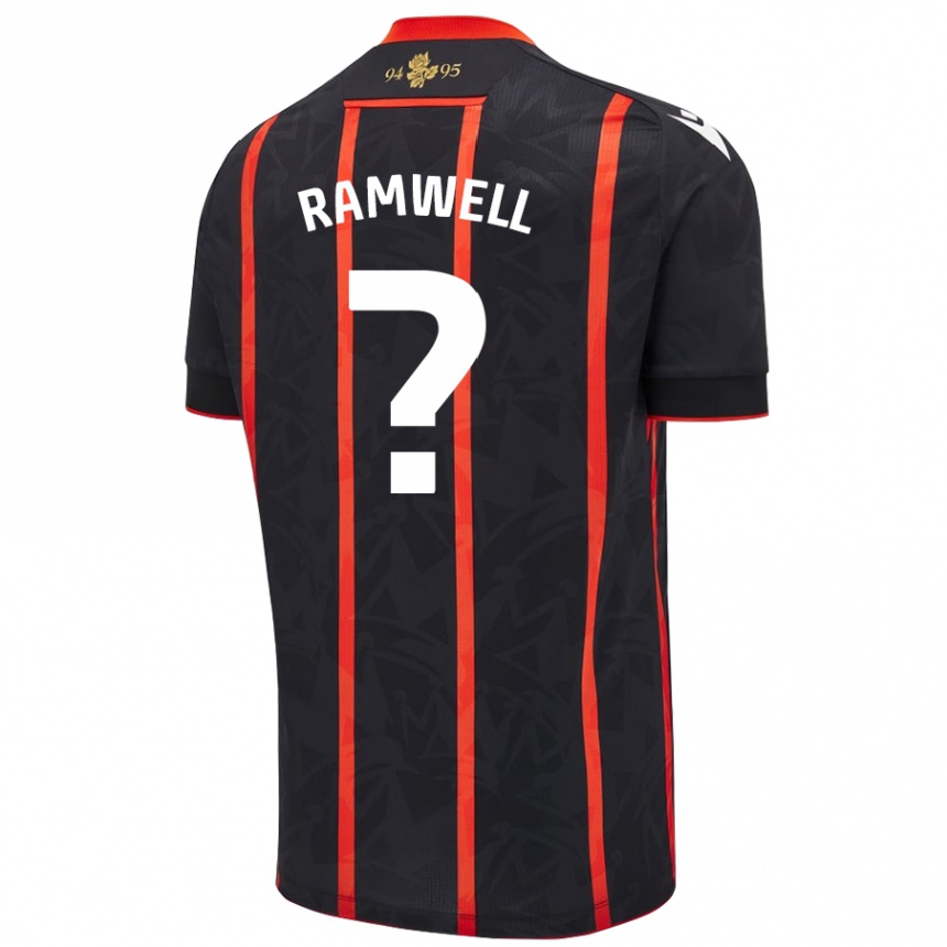 Niño Fútbol Camiseta Teddy Ramwell #0 Negro Rojo 2ª Equipación 2024/25 México