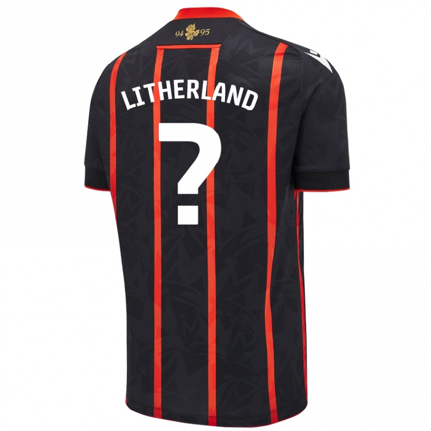 Niño Fútbol Camiseta Matty Litherland #0 Negro Rojo 2ª Equipación 2024/25 México