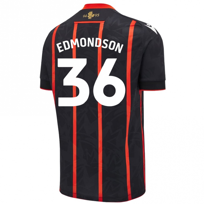 Niño Fútbol Camiseta James Edmondson #36 Negro Rojo 2ª Equipación 2024/25 México