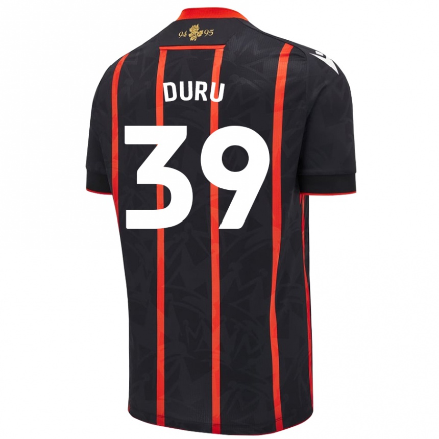 Niño Fútbol Camiseta Leo Duru #39 Negro Rojo 2ª Equipación 2024/25 México