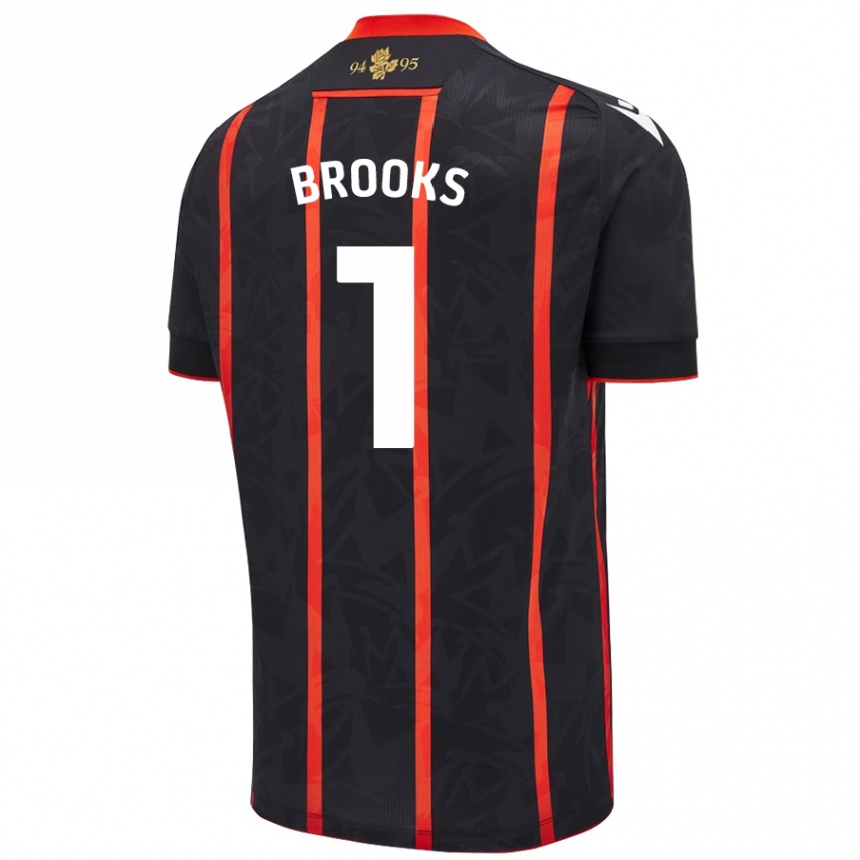 Niño Fútbol Camiseta Alexandra Brooks #1 Negro Rojo 2ª Equipación 2024/25 México