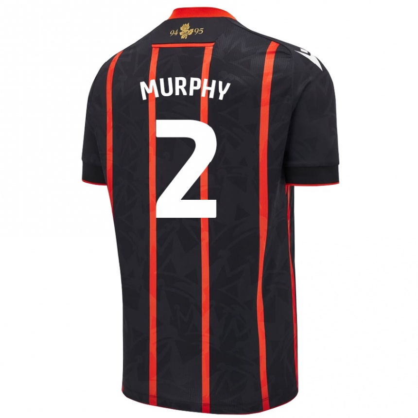 Niño Fútbol Camiseta Niamh Murphy #2 Negro Rojo 2ª Equipación 2024/25 México