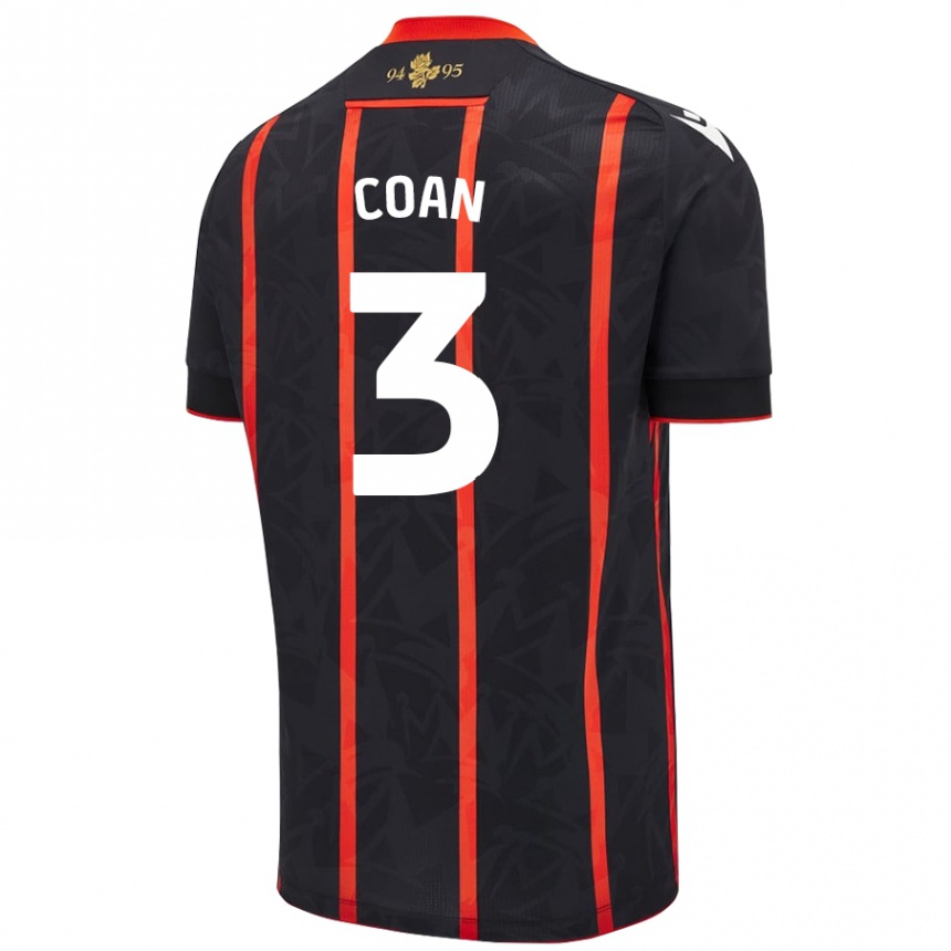 Niño Fútbol Camiseta Hannah Coan #3 Negro Rojo 2ª Equipación 2024/25 México