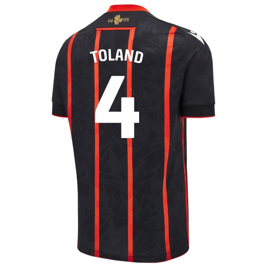 Niño Fútbol Camiseta Tyler Toland #4 Negro Rojo 2ª Equipación 2024/25 México