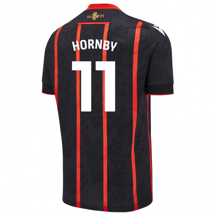 Niño Fútbol Camiseta Megan Hornby #11 Negro Rojo 2ª Equipación 2024/25 México