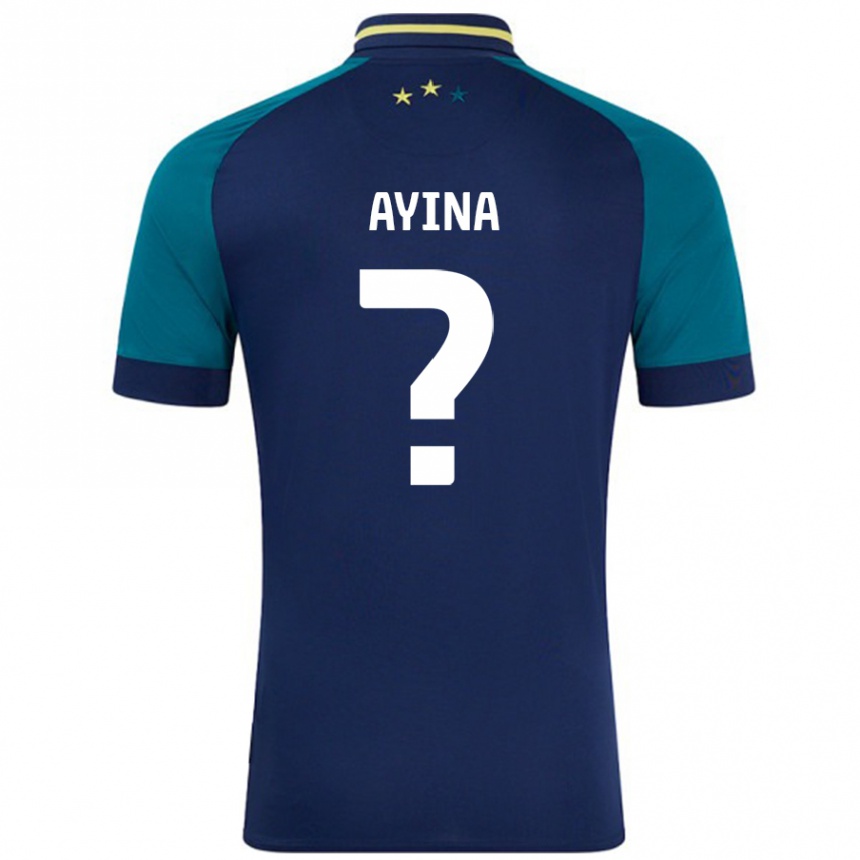 Niño Fútbol Camiseta Loick Ayina #0 Azul Marino Verde Oscuro 2ª Equipación 2024/25 México