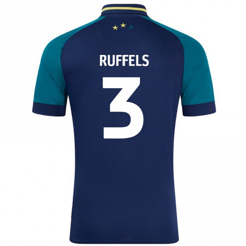 Niño Fútbol Camiseta Josh Ruffels #3 Azul Marino Verde Oscuro 2ª Equipación 2024/25 México