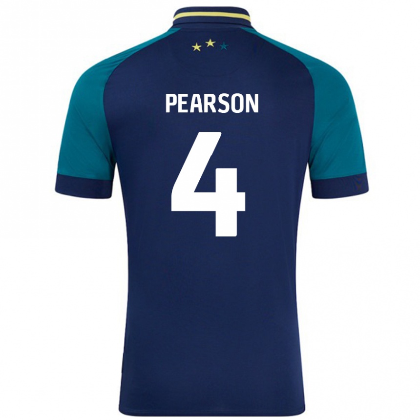 Niño Fútbol Camiseta Matty Pearson #4 Azul Marino Verde Oscuro 2ª Equipación 2024/25 México