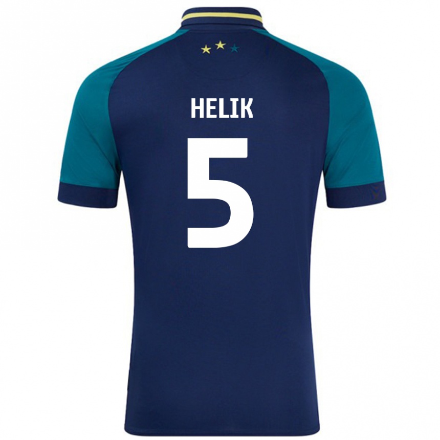 Niño Fútbol Camiseta Michal Helik #5 Azul Marino Verde Oscuro 2ª Equipación 2024/25 México