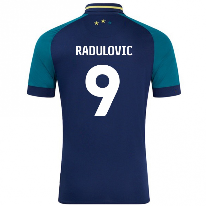 Niño Fútbol Camiseta Bojan Radulovic #9 Azul Marino Verde Oscuro 2ª Equipación 2024/25 México