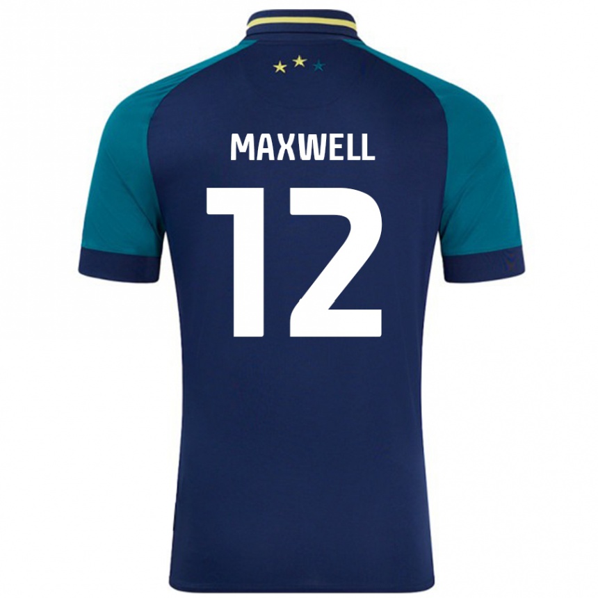 Niño Fútbol Camiseta Chris Maxwell #12 Azul Marino Verde Oscuro 2ª Equipación 2024/25 México