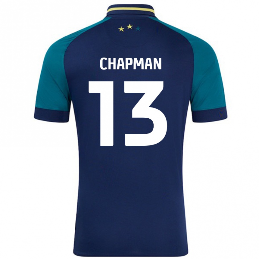 Niño Fútbol Camiseta Jacob Chapman #13 Azul Marino Verde Oscuro 2ª Equipación 2024/25 México