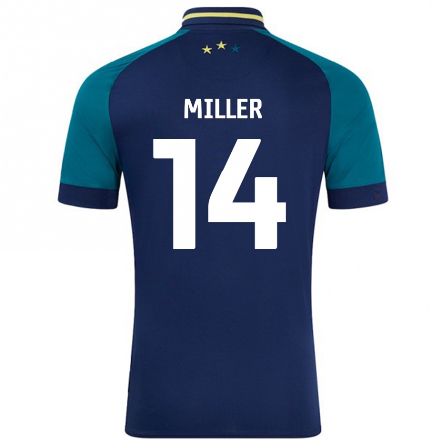 Niño Fútbol Camiseta Mickel Miller #14 Azul Marino Verde Oscuro 2ª Equipación 2024/25 México