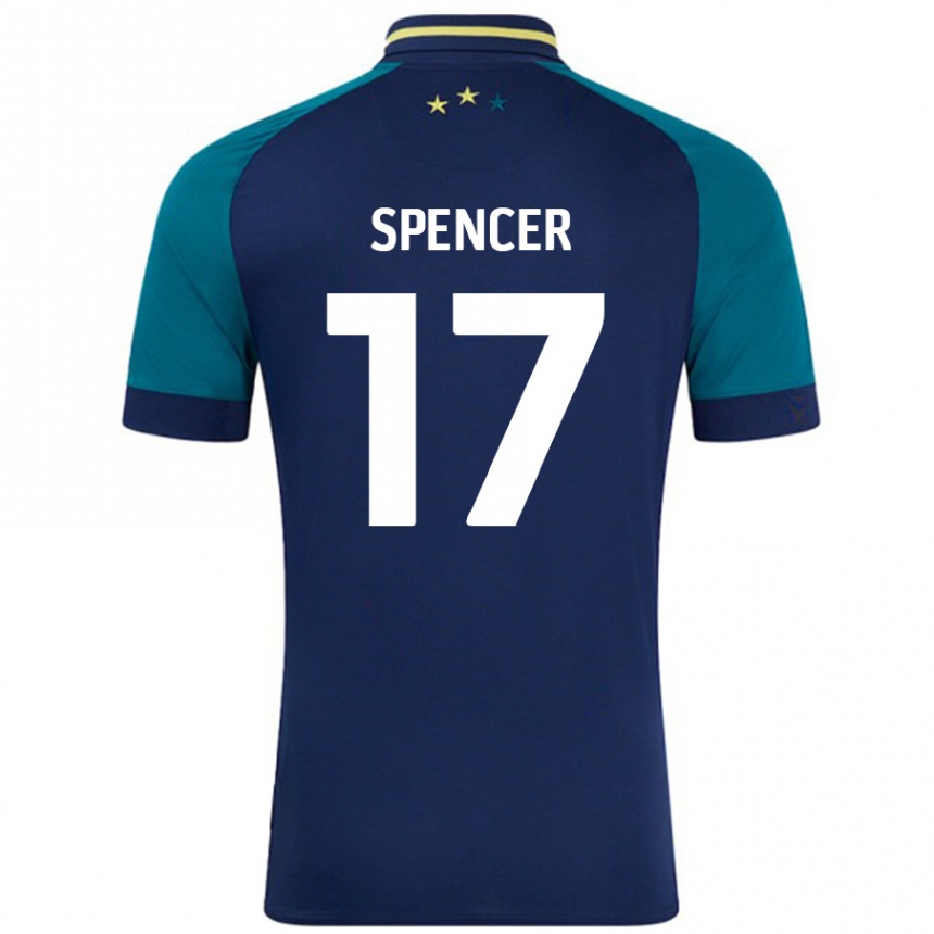 Niño Fútbol Camiseta Brodie Spencer #17 Azul Marino Verde Oscuro 2ª Equipación 2024/25 México