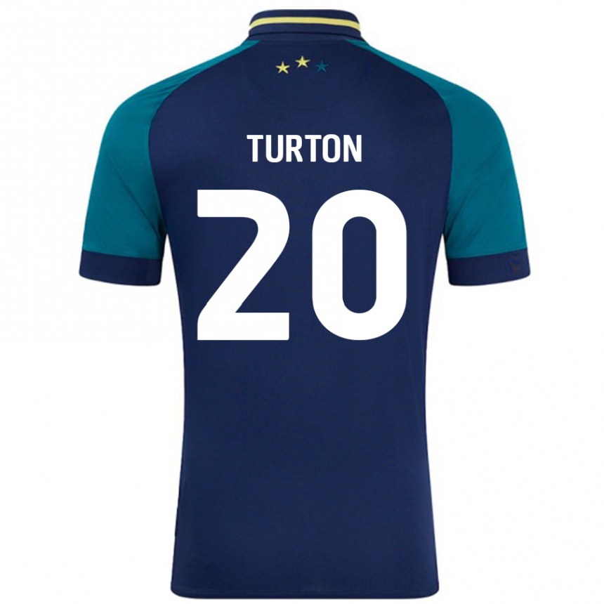 Niño Fútbol Camiseta Ollie Turton #20 Azul Marino Verde Oscuro 2ª Equipación 2024/25 México