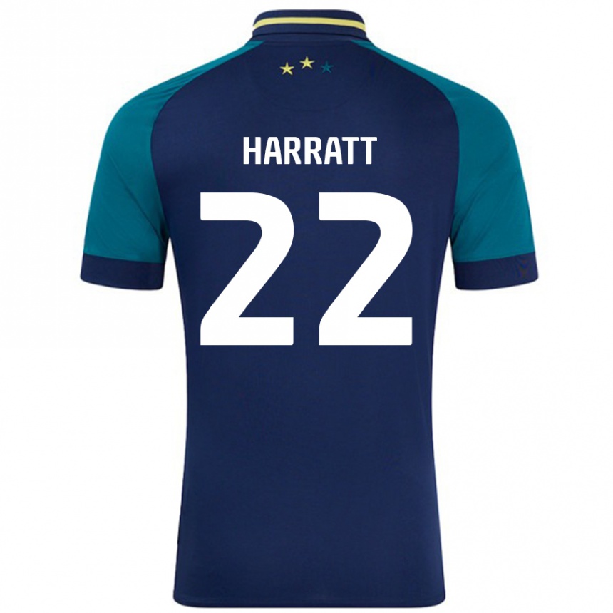 Niño Fútbol Camiseta Kian Harratt #22 Azul Marino Verde Oscuro 2ª Equipación 2024/25 México