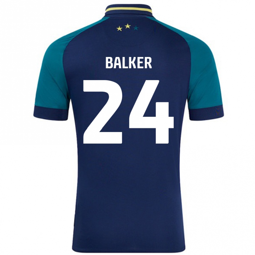 Niño Fútbol Camiseta Radinio Balker #24 Azul Marino Verde Oscuro 2ª Equipación 2024/25 México