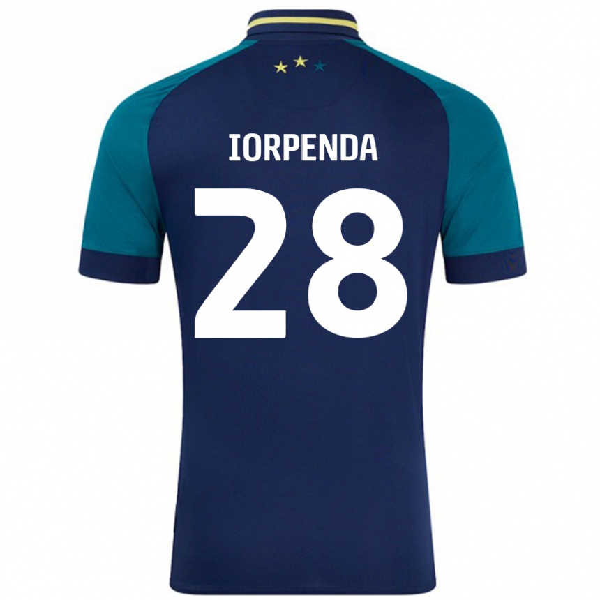 Niño Fútbol Camiseta Tom Iorpenda #28 Azul Marino Verde Oscuro 2ª Equipación 2024/25 México