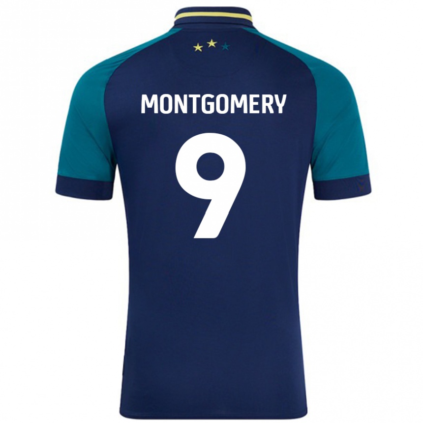 Niño Fútbol Camiseta Ria Montgomery #9 Azul Marino Verde Oscuro 2ª Equipación 2024/25 México