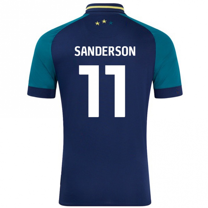 Niño Fútbol Camiseta Brittany Sanderson #11 Azul Marino Verde Oscuro 2ª Equipación 2024/25 México