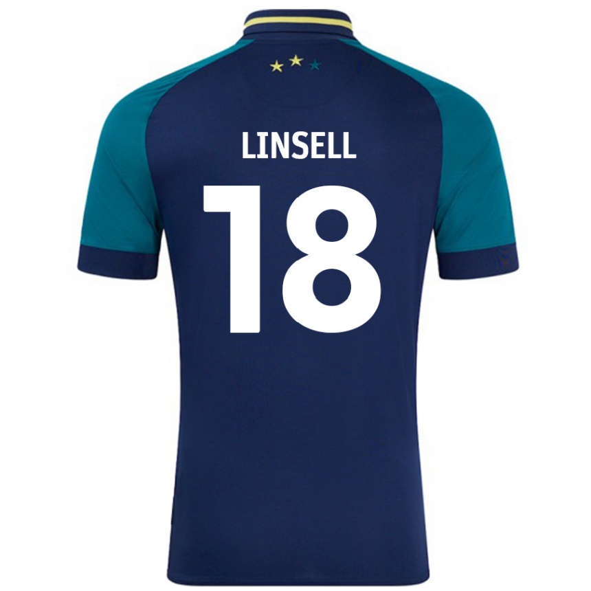 Niño Fútbol Camiseta Alice Linsell #18 Azul Marino Verde Oscuro 2ª Equipación 2024/25 México