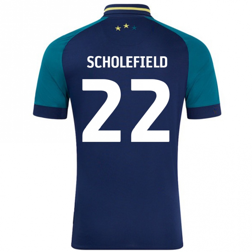 Niño Fútbol Camiseta Lois Scholefield #22 Azul Marino Verde Oscuro 2ª Equipación 2024/25 México