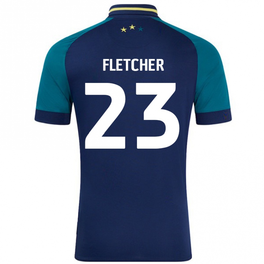 Niño Fútbol Camiseta Serena Fletcher #23 Azul Marino Verde Oscuro 2ª Equipación 2024/25 México