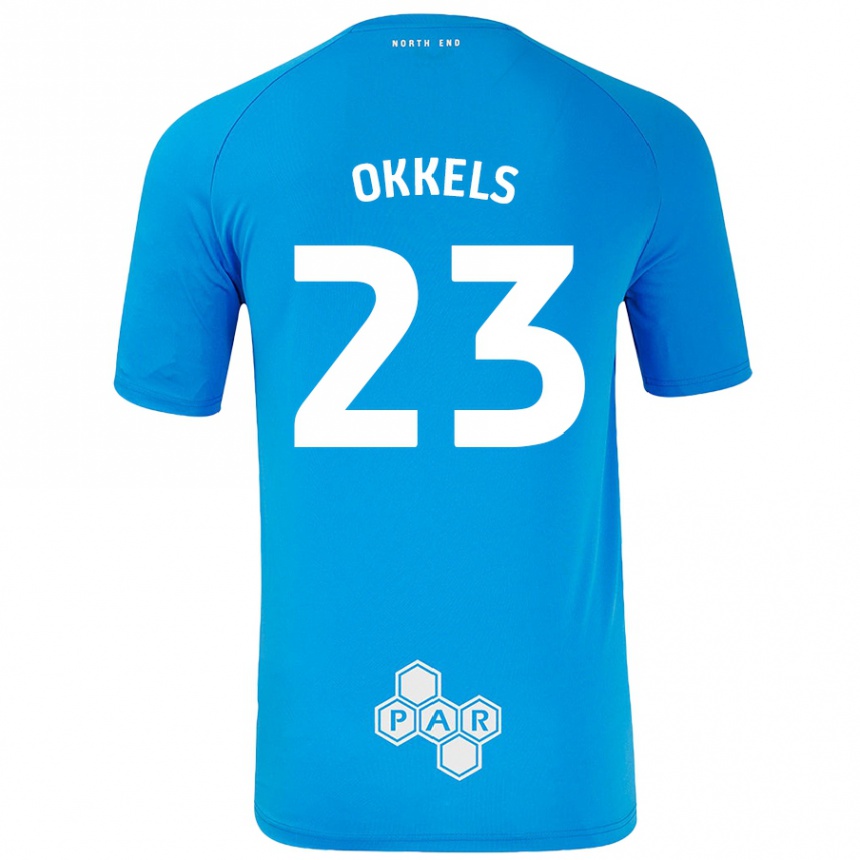 Niño Fútbol Camiseta Jeppe Okkels #23 Azul Cielo 2ª Equipación 2024/25 México