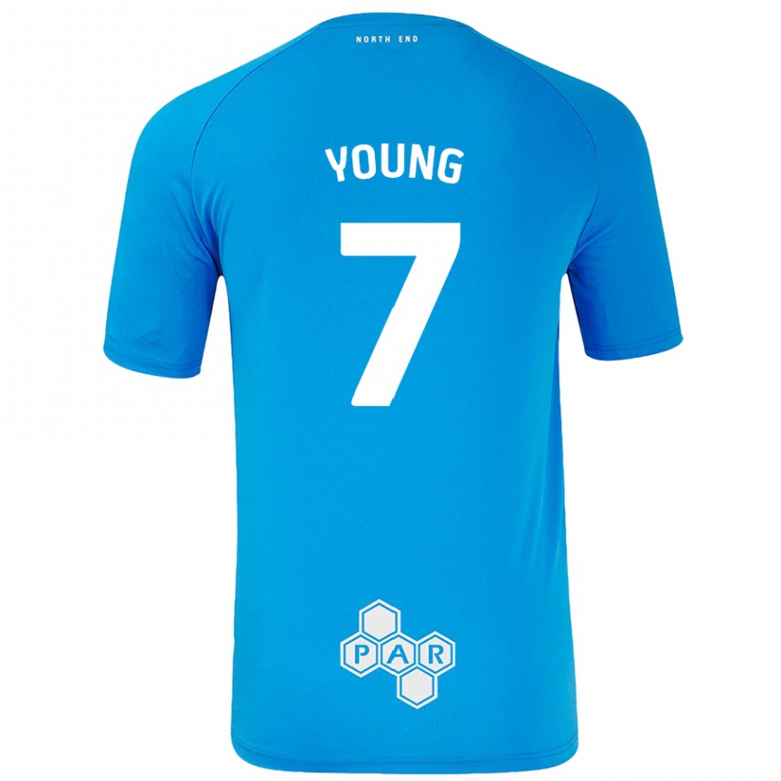 Niño Fútbol Camiseta Danielle Young #7 Azul Cielo 2ª Equipación 2024/25 México