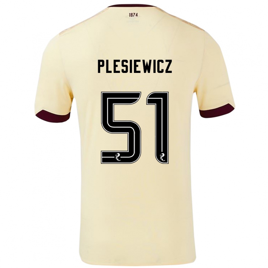 Niño Fútbol Camiseta Szymon Plesiewicz #51 Crema Burdeos 2ª Equipación 2024/25 México